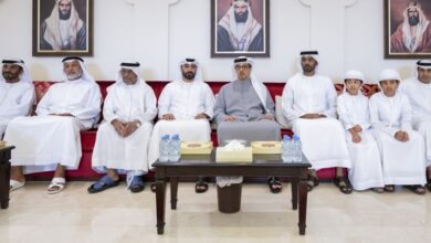 منصور بن راشد فى عزاء فى أبوظبى